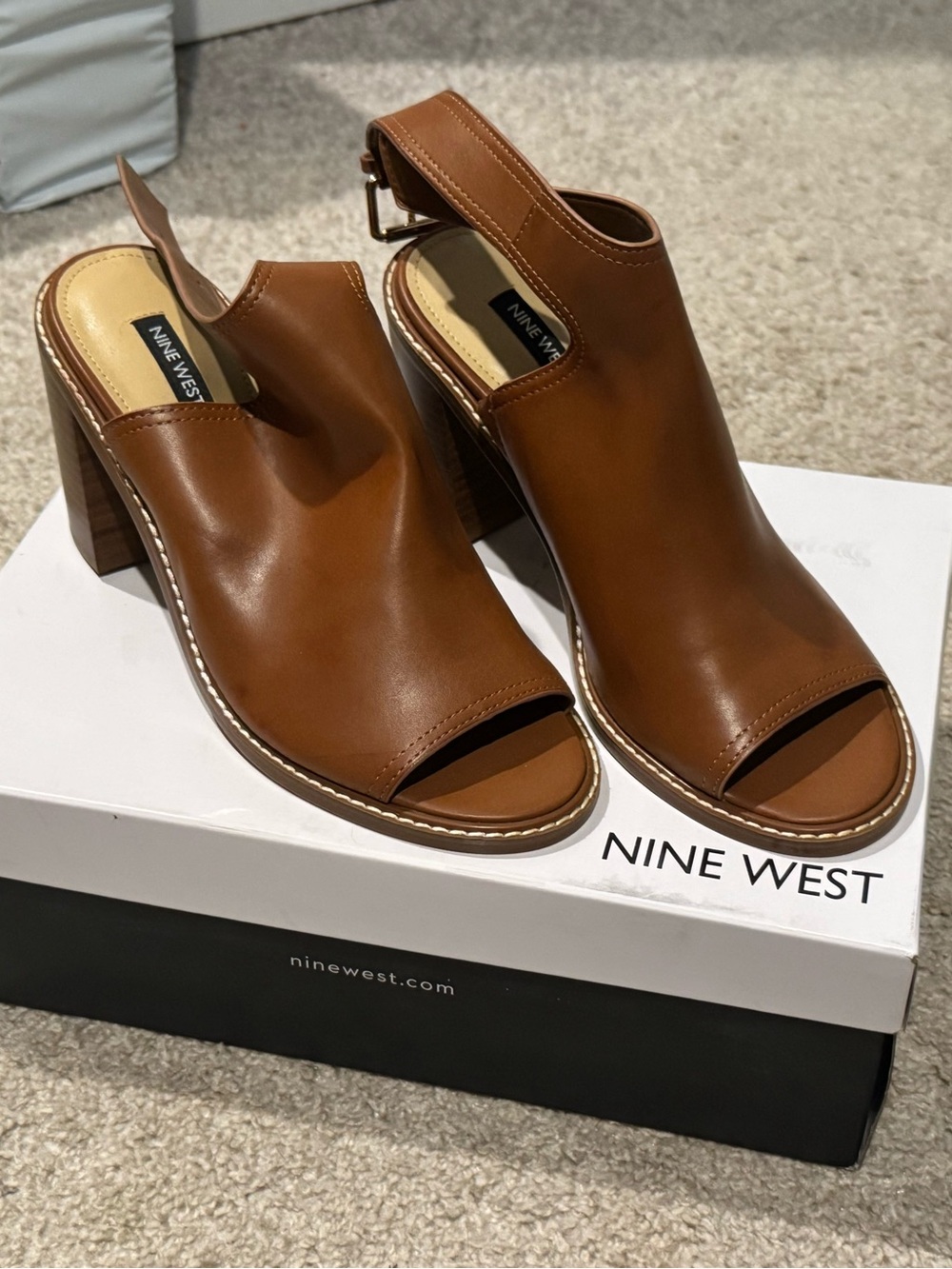Nine West Open-Toe Slingback Block Heel